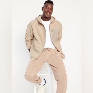 Old Navy Men’s Sherpa Fleece Zip-Up Hoodie Beige Large